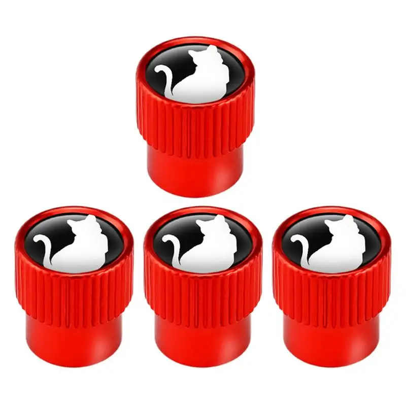 Tire Valve Caps Kitten Pattern Tire Valve Stem Cap Cover Heavy Duty 4X Auto Wheel Accessories For Cycle Trucks Motorcycle