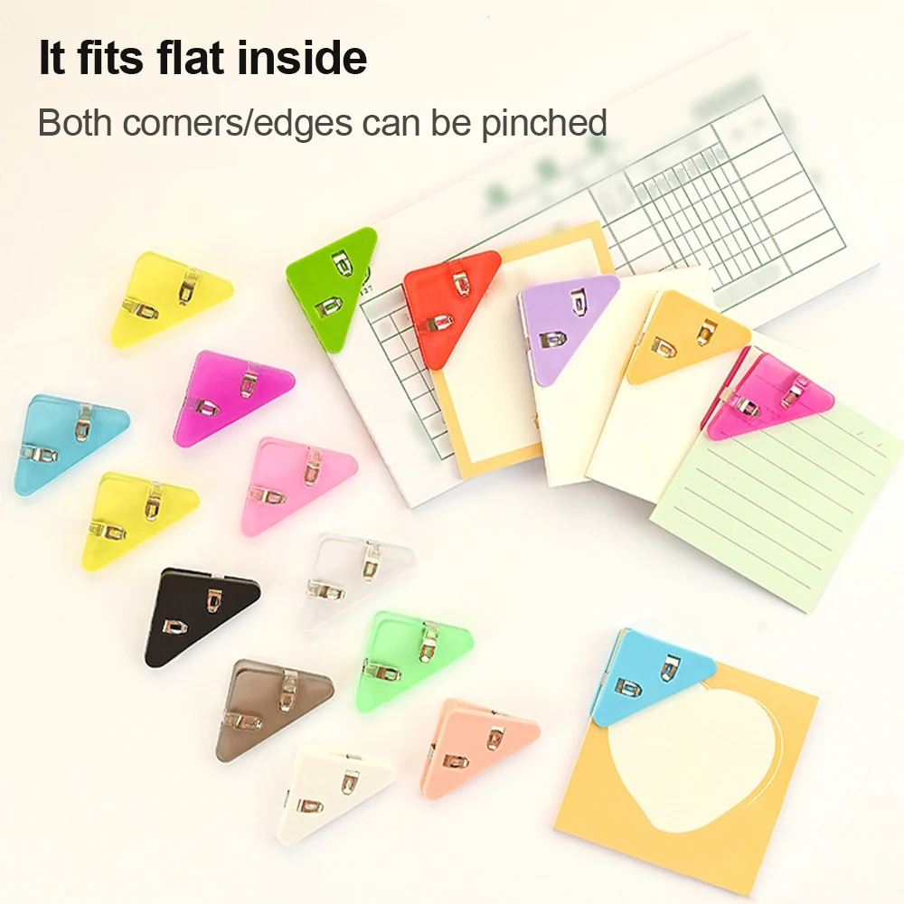 15pcs Kawaii Triangle Corner Clips File Paper Clips File Index Photo Clamp Pages Holder Korean Stationery Offices Desk Organizer