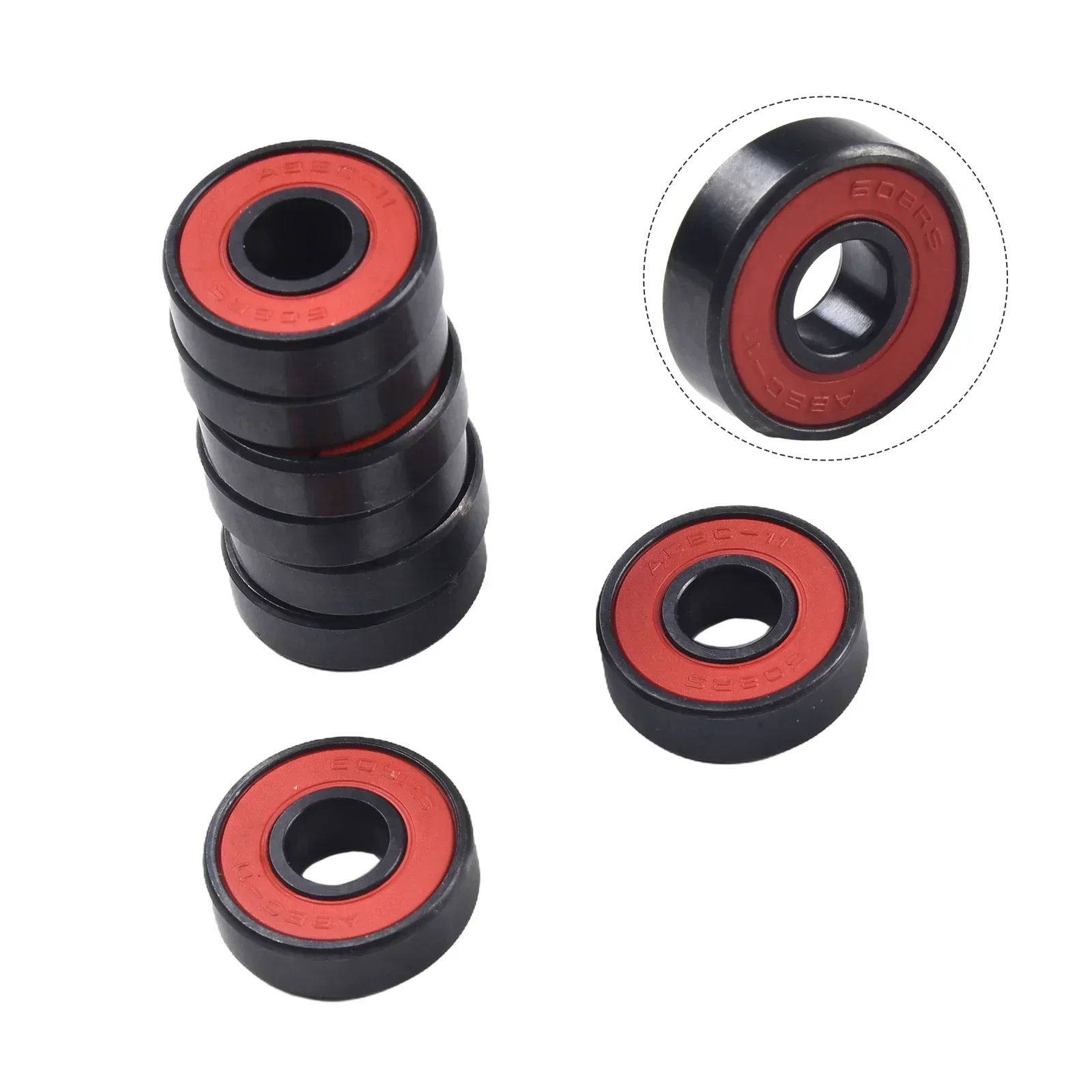 8Pcs High Speed 608RS Black Ceramic Bearings With Spacer For Inline Skate Skateboard Bearings Scooter Longboard Mixture