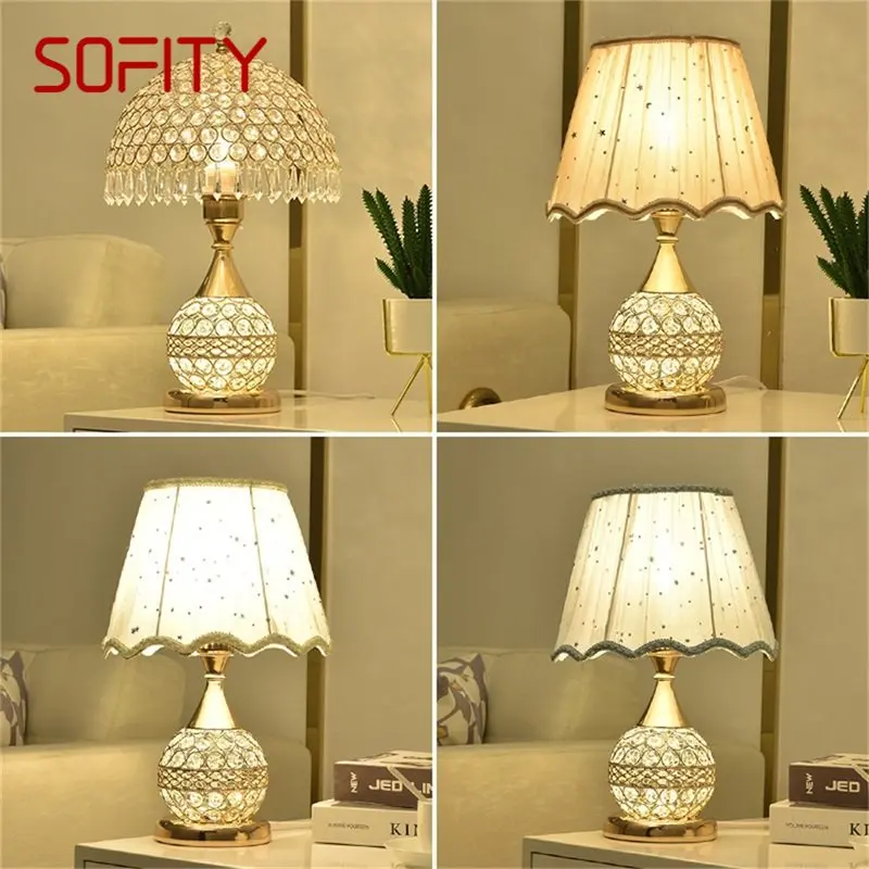 

SOFITY Crystal Desk Lamp Dimmer Remote Control Bedside For Home Luxury Modern Creative Table Light Wedding Room