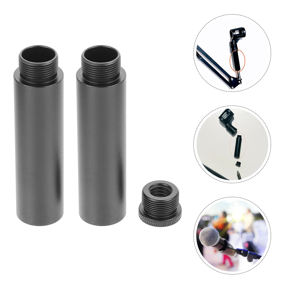 

2 Microphone Stand Set 3/8 to 5/8 Inch Adapter Extension Rod Desk Microphone Desk Stand Extension Rod Arm Boom Aluminum