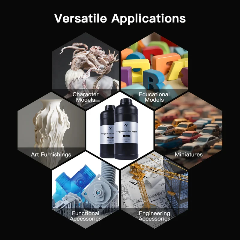NOVA3D Tough Washable Resin High Toughness 3D Printing Photopolymer Resin 405nm UV Fast Cure for 12K/14K/LCD/DLP/SLA Printers