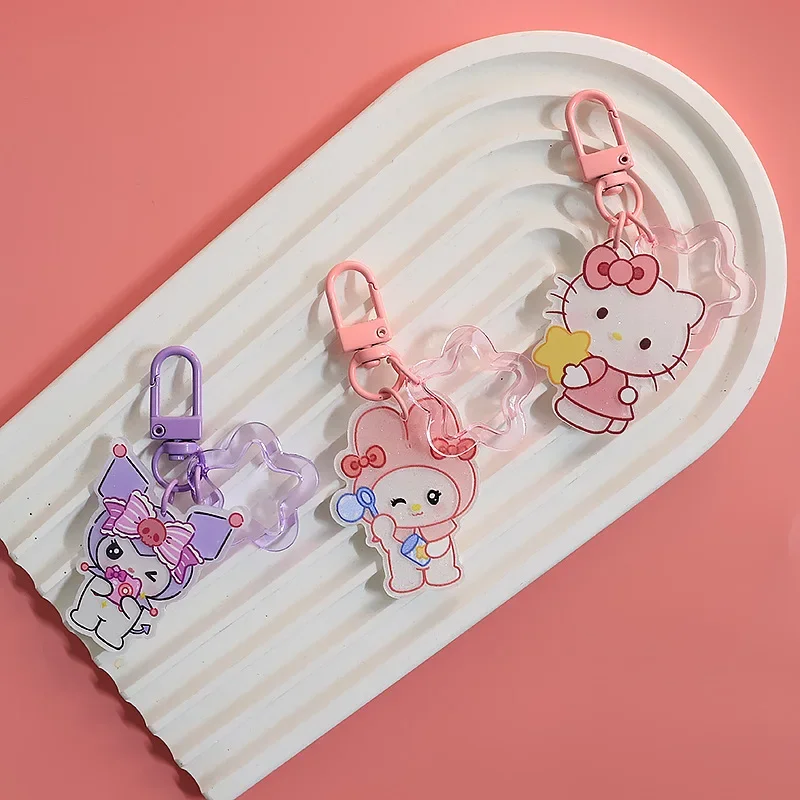 5 Style Sanrio Kawaii Keychain Decoration Cartoon Hello Kitty My Melody Kuromi Backpack Pendant Accessories Children's Toy Gifts