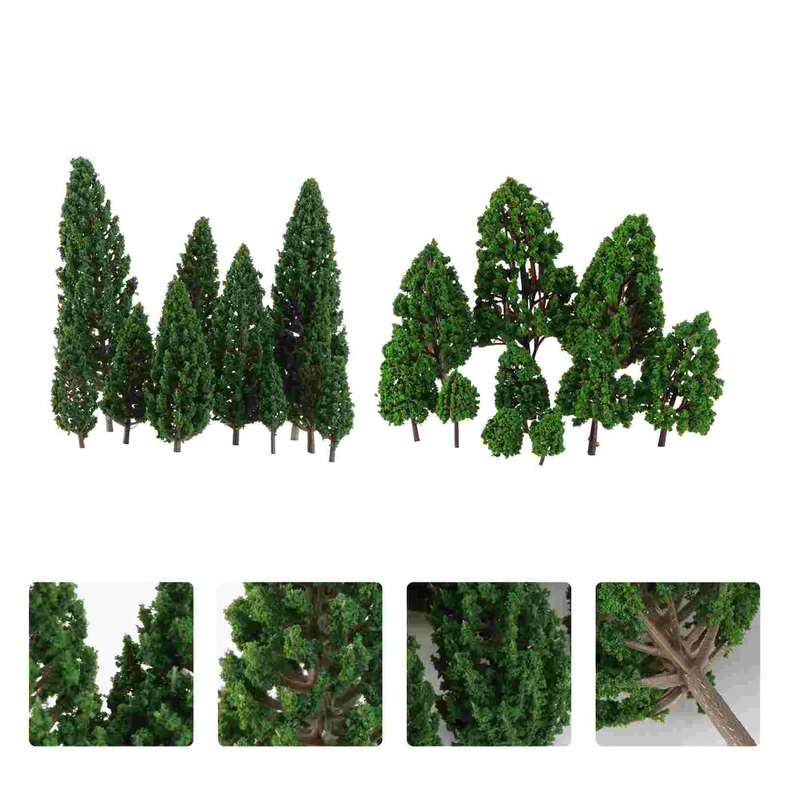 22 Pcs Model Tree Landscape Mini Border Green Decor Scenery Greenery Three-dimensional Supplies