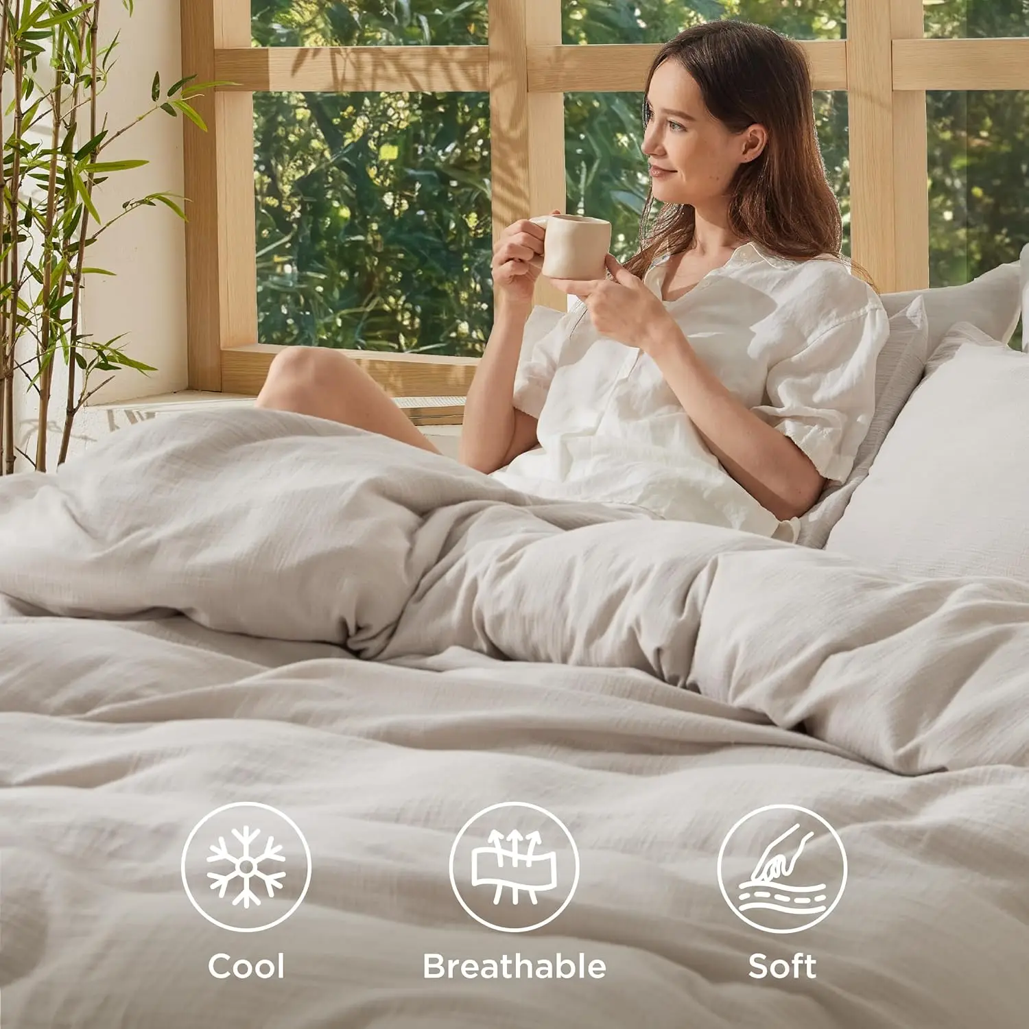 

Охлаждающий муслиновый хлопковый пододеяльник King Size - Свободный из бамбукового искусственного шелка, комплект пододеяльников для горячих снастей - горячая распродажа