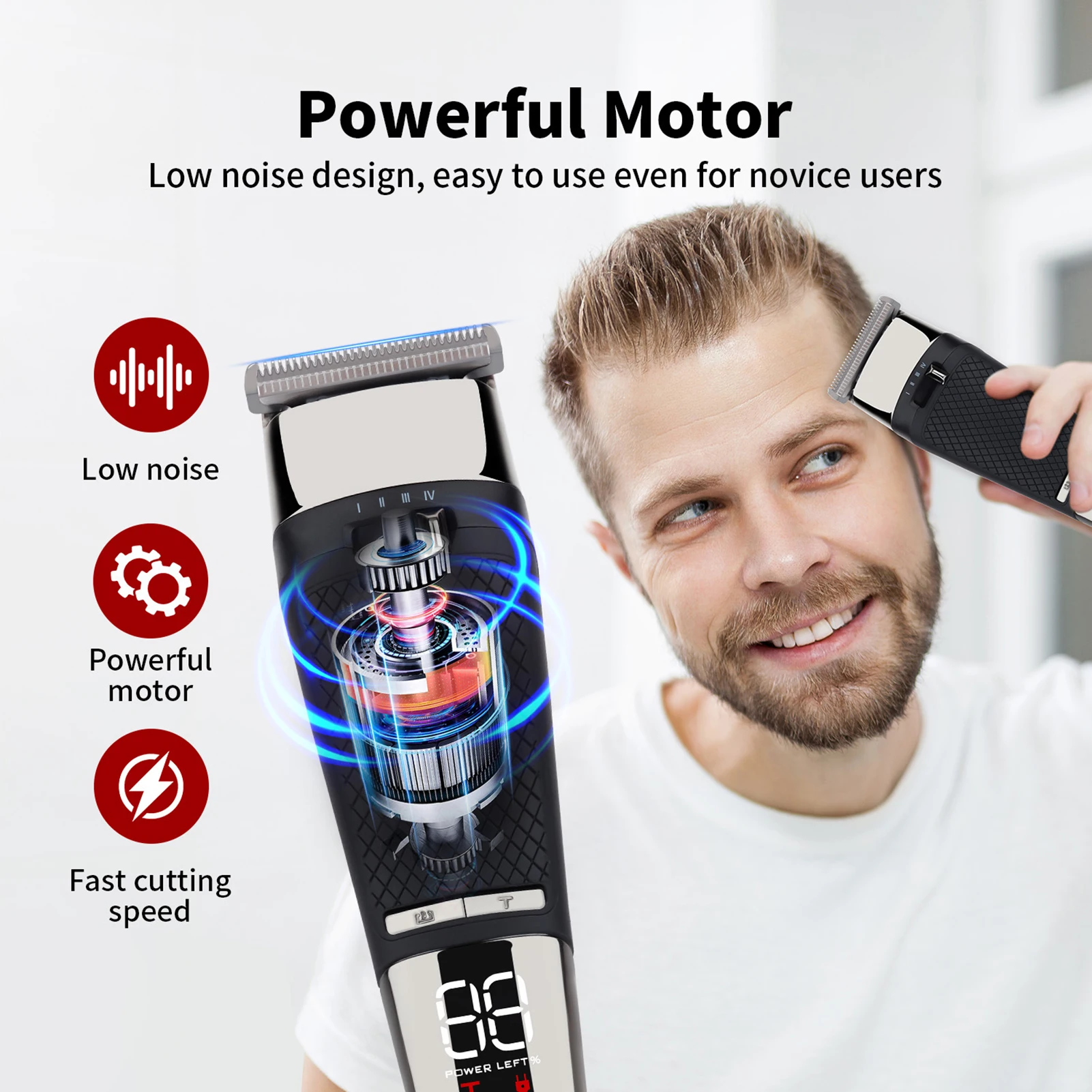 

Hiena New Hair Clipper 2000mAh High Power Hair Trimmer Portable Cordless Hair Cutting Machine Men's Hairdressing Styling Cutters