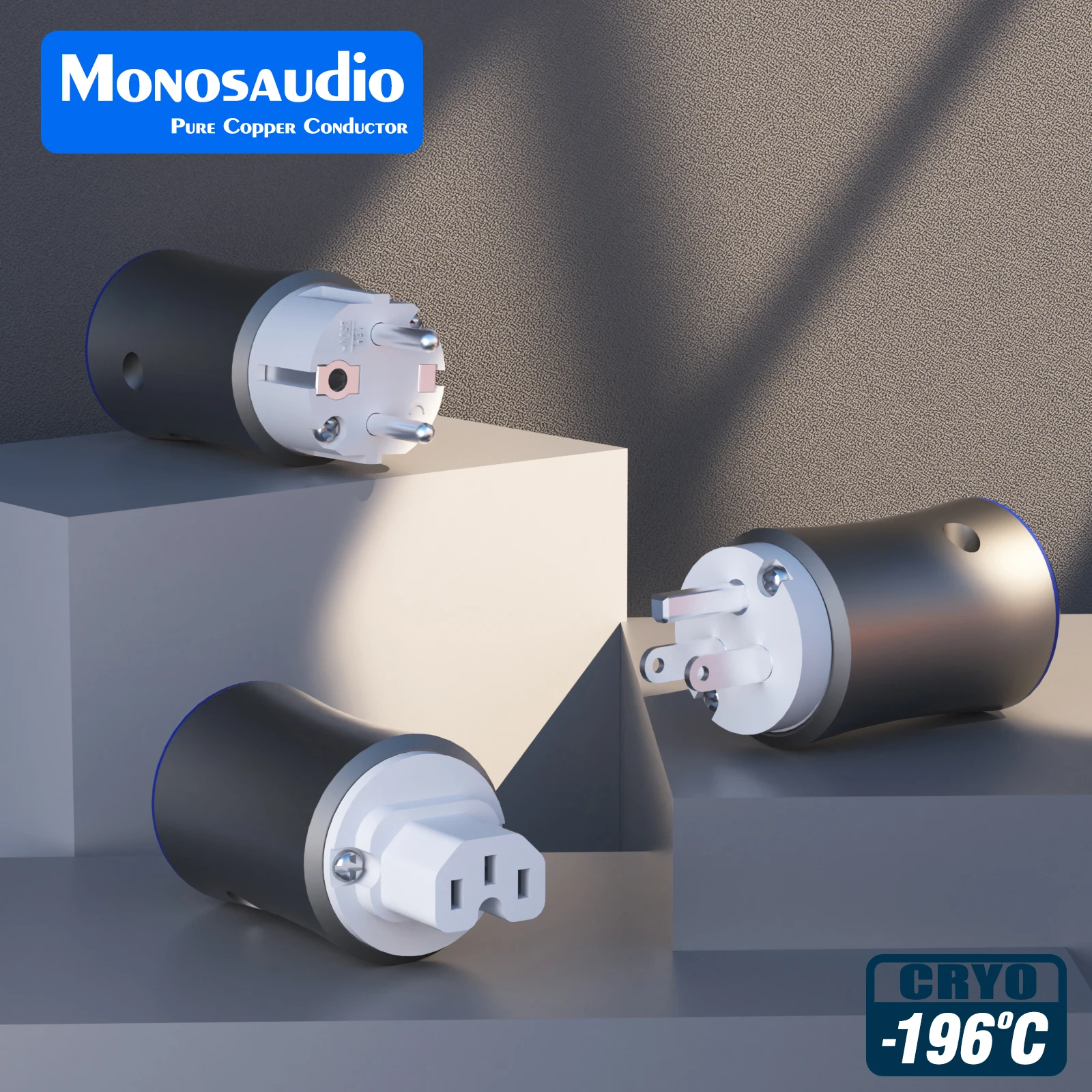 Monosaudio CRYO -196°C Pure Silver EU/US Power Plug Hi-End Schuko Power plug High purity Solid silver Power connector