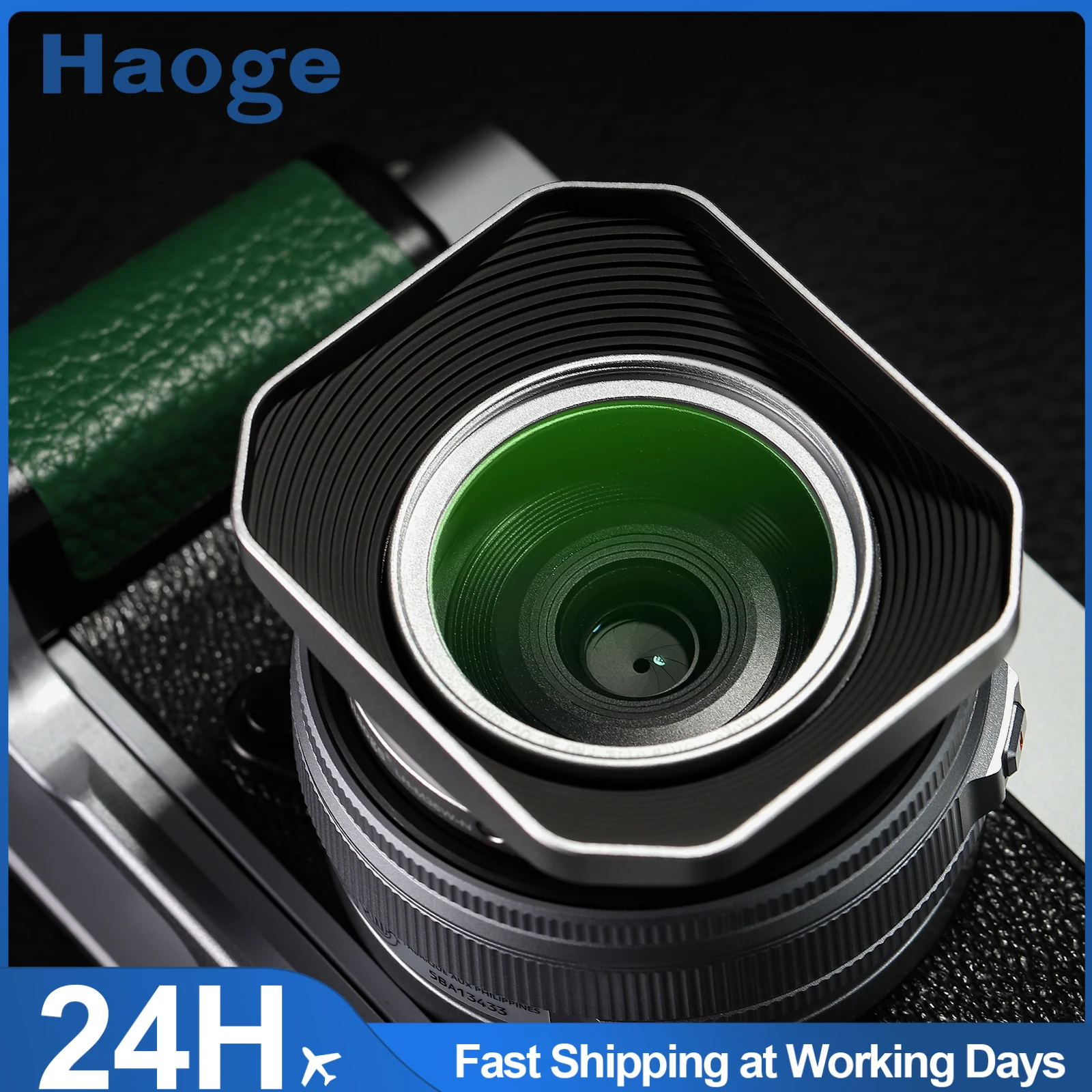 

Haoge Metal Squaret Lens Hood for Fujifilm XF23mm F2.8 Fuji XF27mm F2.8 R WR Lens Screw-in Hood With Metal Cap,on XE5 Camera