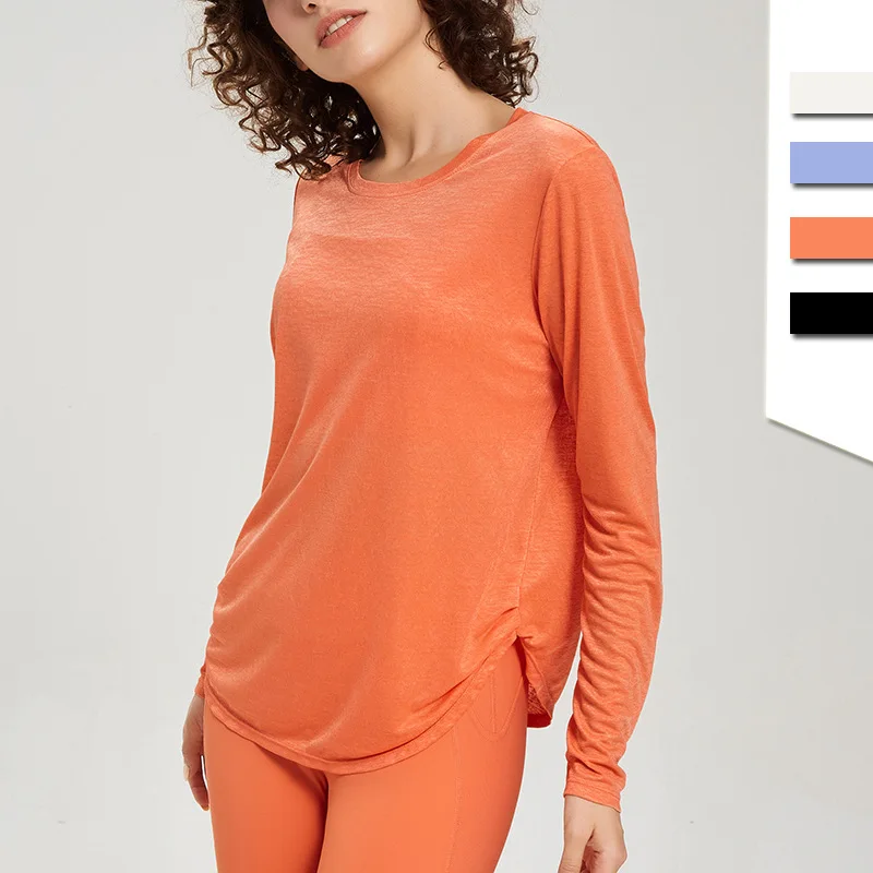 Women Thin Loose Yoga Shirt Long Sleeve T-shirt Quick Dry Running Sport Shirt Gym Workout Top Sweatshirt Fitness Blouse Pullover