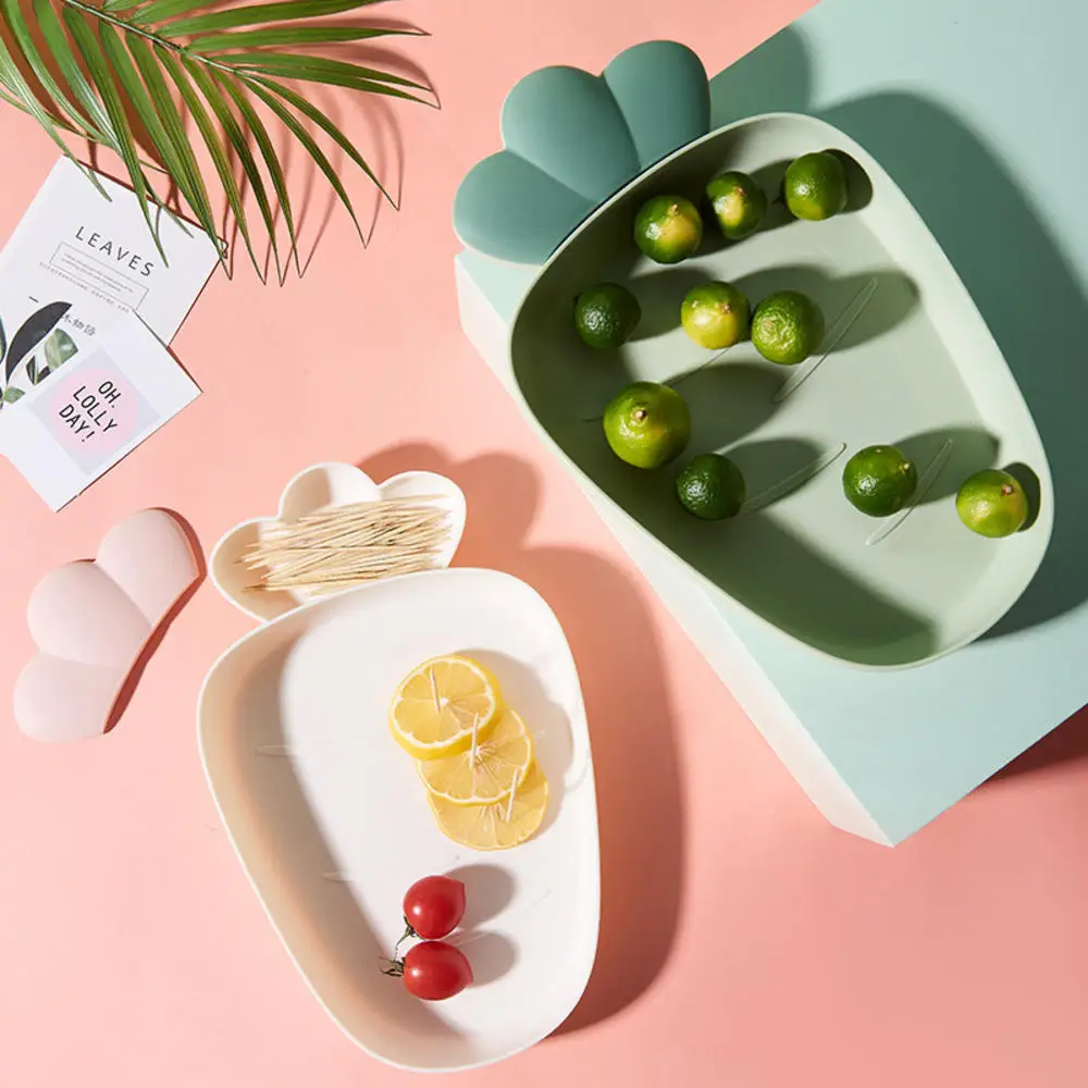 Nordic Style Solid Color Dried Fruit Plate Home Fruit Dish Cute Carrot Shape Plastic Fruit Snacks Snack Plate Storage Tray 2023