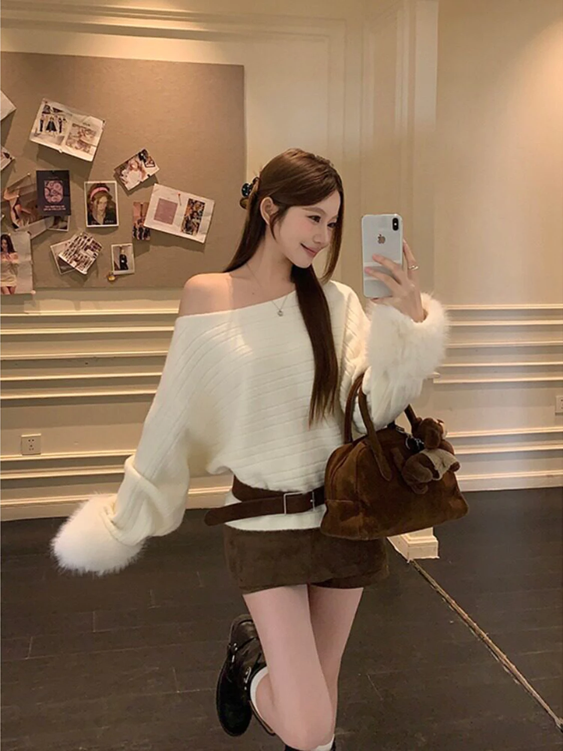 Maglione da donna oversize slouchy oulder Svel morbido e accogliente autunno inverno Faion Casual Chic Top allentato Abbigliamento interno