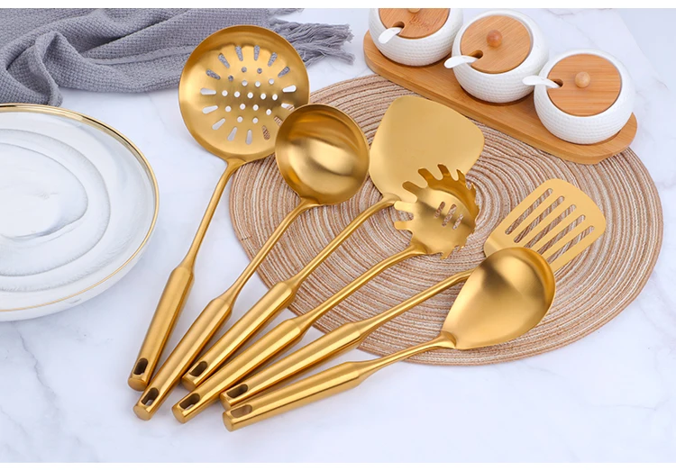 Big Salad Spoon Fork Set Stainless Steel Kitchen Food Server Pasta Utensils Public Gold Tableware Using Buffet Restaurant Tools