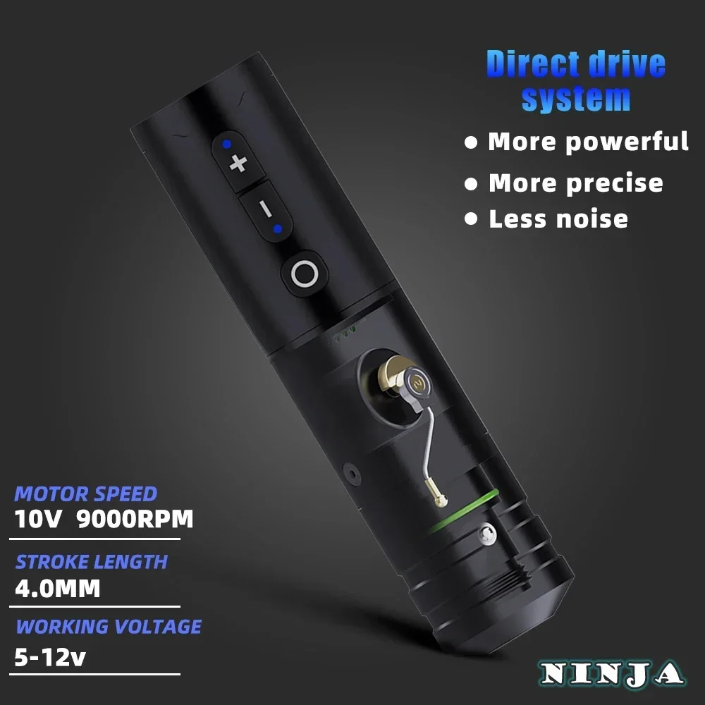 Ambition Ninja 2400mAh 4.0 Stroke Powerful Coreless Motor Digital Wireless Rotary Tattoo Pen Machine for Body Art