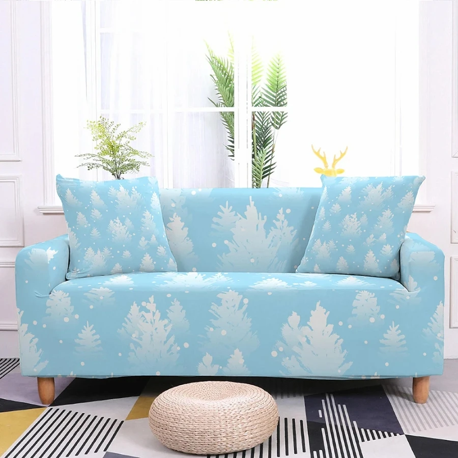 Christmas Tree Snowflake Cartoon Sofa Cover Elastic Dust and Wrinkle Proof Multi Person Combination Sofa Armchair Universal