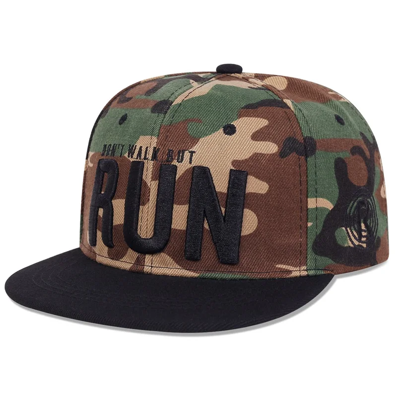 Runing Letter Snapback czapka z daszkiem kamuflaż czapka hip-hopowa dla mężczyzn kobiety taniec uliczny modna czapka z daszkiem