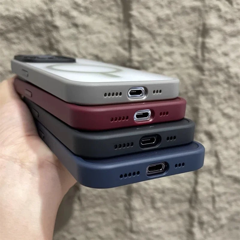 Funda magnética original mate para iPhone Air 17 16 15 14 12 11 13 Pro Max Plus con carga inalámbrica MagSafe 4