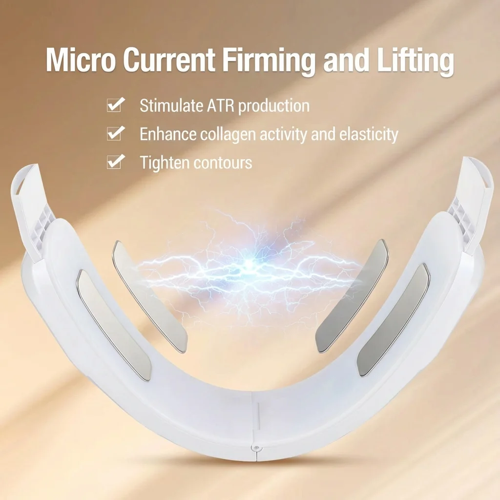 Terapia fotonica a LED Massaggiatore vibrante dimagrante facciale Dispositivo di sollevamento facciale Massaggiatore vibrante viso riscaldato a doppio mento V