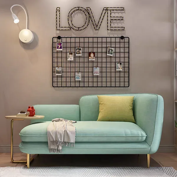 

modern living room velvet double sofa with side table
