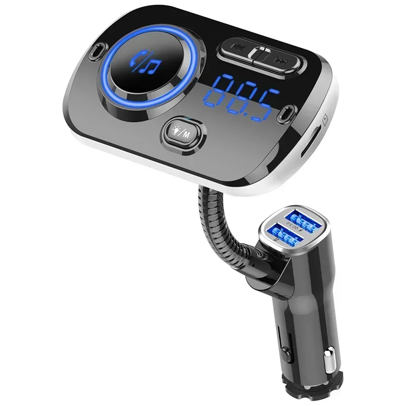 BC49AQ Car MP3 Player with Bluetooth Hands-free Calling and Colorful Ambient Light, QC3.0 Fast Charging, Car MP3