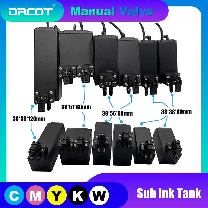 Aluminum Secondary Ink sub tank Ink cartridge Manual valve for Inkjet Printer