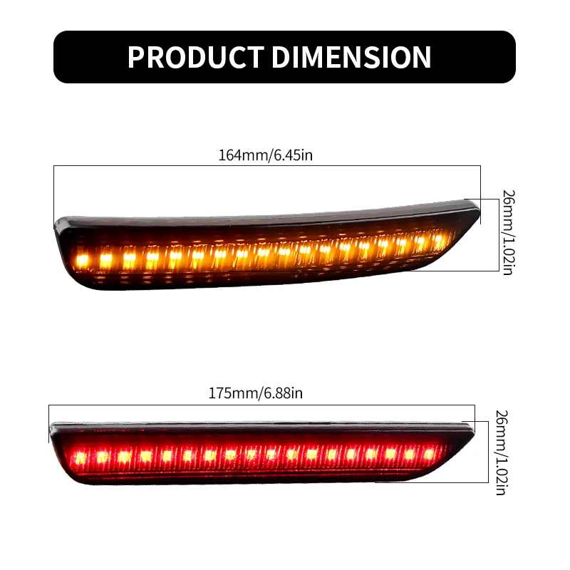 2/4Pcs For Ford Mustang 2010 2011 2012 2013 2014 Smoked Lens LED Side Marker Lamp 12V Amber Front Red Rear Side Fender Lights