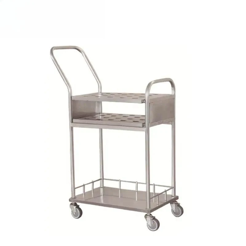 SM-002 304 Stainless Steel Double Layer Medical Hospital Cart Practical Utility Trolley for Clinic and Healthcare Facilities