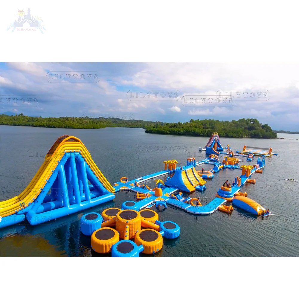 Summer inflatable sea island obstacles equipment set inflatable floating water park with price list