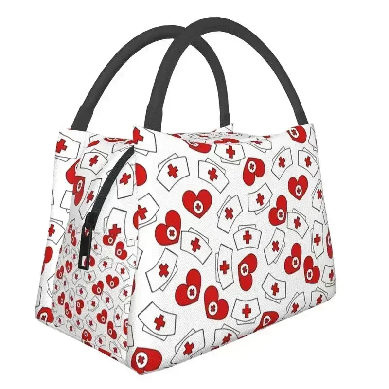 Nursing Tool Supplies Insulated Lunch Bags for Women Nurse Pattern Print Resuable Cooler Thermal Food Lunch Box Work Travel