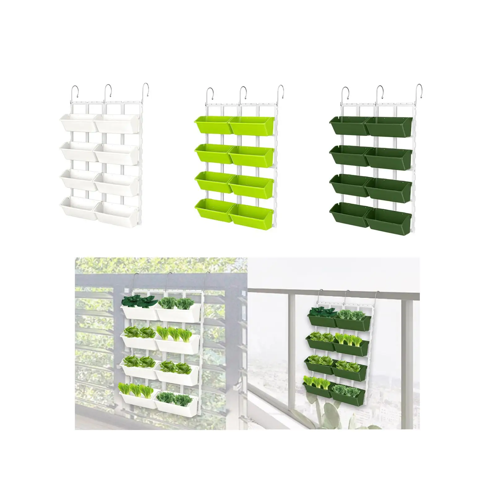 Vertical Wall Hanging Planter Rail Planter Flowerpot Plant Holder for Vegetables Balcony Deck Railing Garden Indoor Outdoor image 3