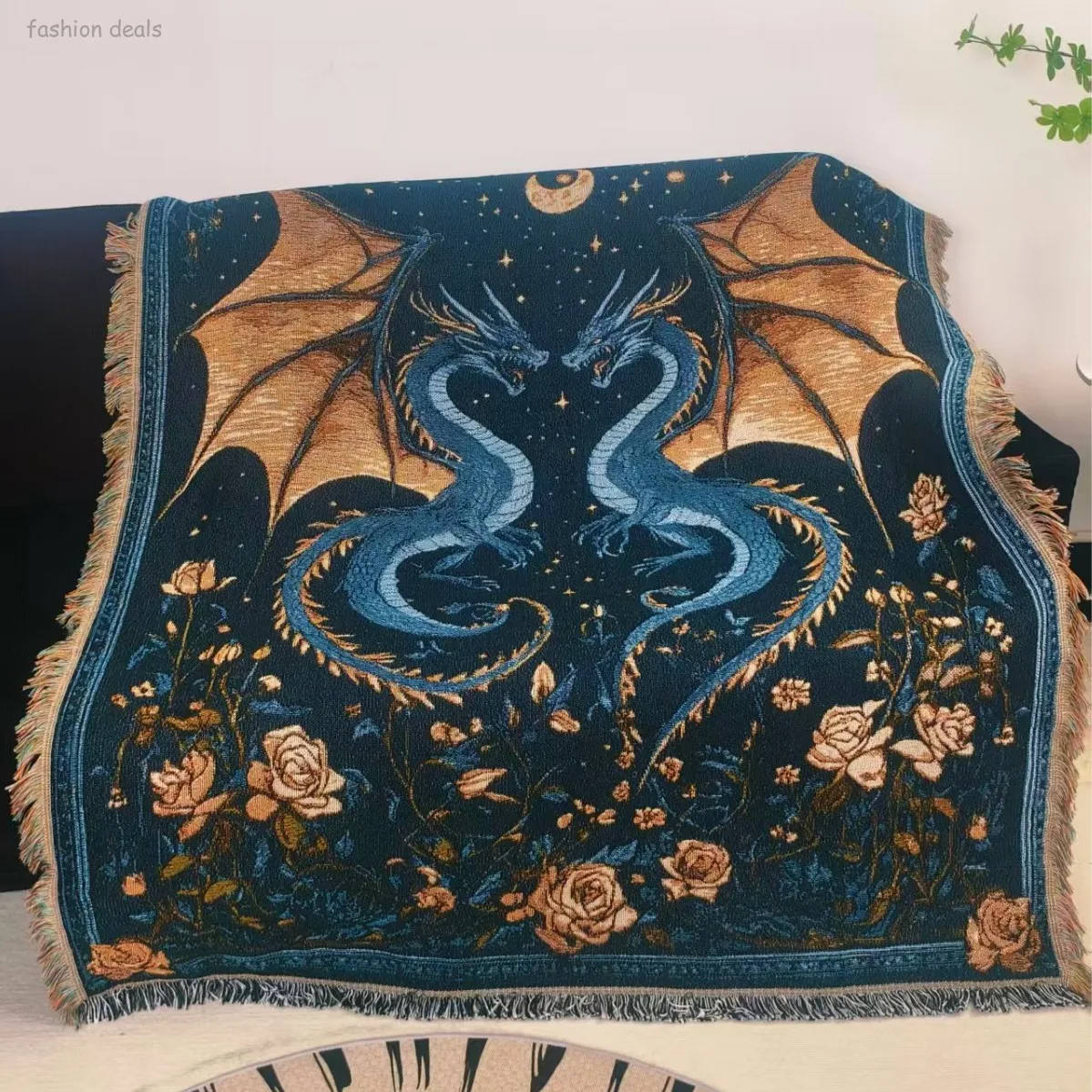 

Nordic Double Dragon Sofa Cover Blanket Office Napping Blanket Room Decoration 130x160cm Outdoor Picnic Mat Waterproof Bottom