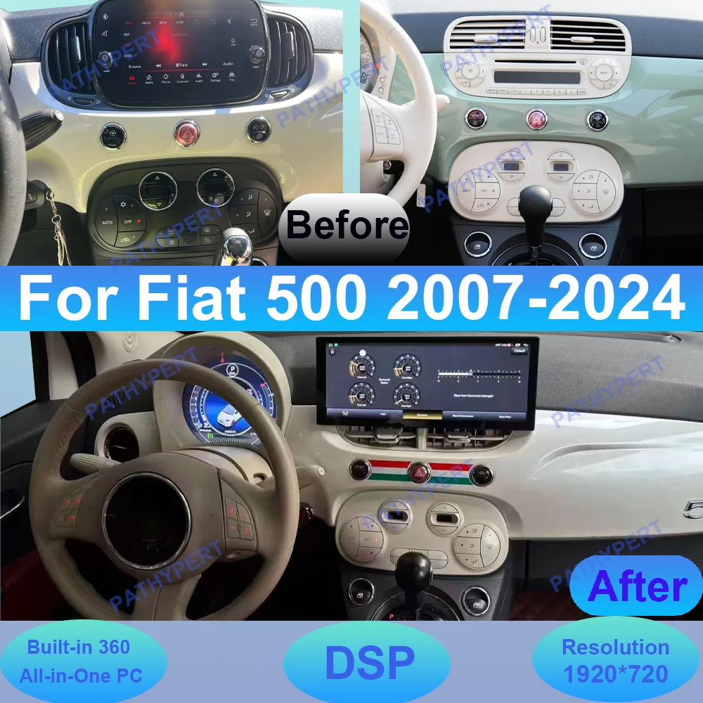 

Android 15 Can Radio 12.3" For Fiat 500 2007-2024 Multimedia Player Wireless Carplay Stere HD Screen GPS Navigation Head Unit FM