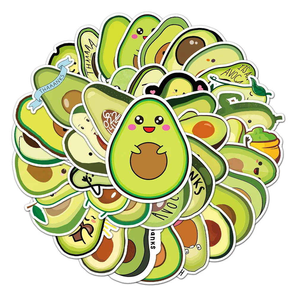 50pcs Fruit Avocado Stickers Pack Ipad Guitar Stationery Scrapbook Sticker Cute Things Journaling Materials Journal Accessories