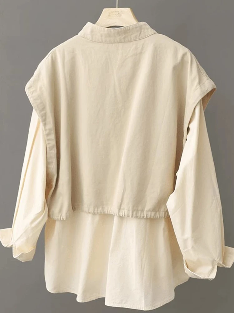 Design Sinn Patchwork Weste irt Oberbekleidung frauen Lose Abnehmen High-End-Gefühl Kleine ence Gefälschte Zwei-Stück top