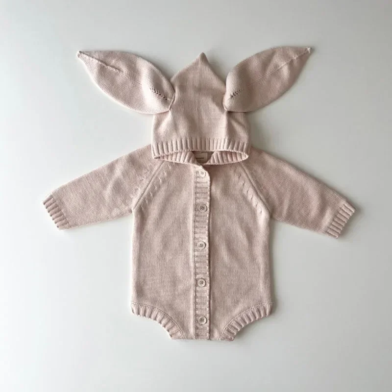 Baby Girls' Clothes Toddler Knit One Piece Bunny Ear Cartoon Cute Bodysuit Toddler Outfit