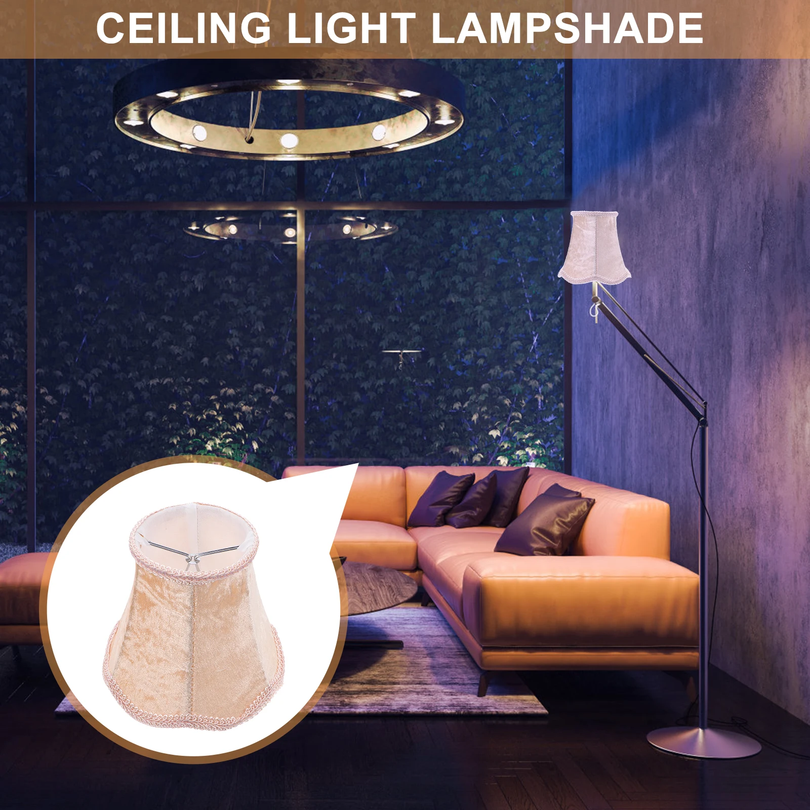 

1 pc Cloth Lampshade Durable Crystal Ceiling Light Shade Wall Lamp Cover Metal Frame Home Decor Dustproof Eye-Caring Living