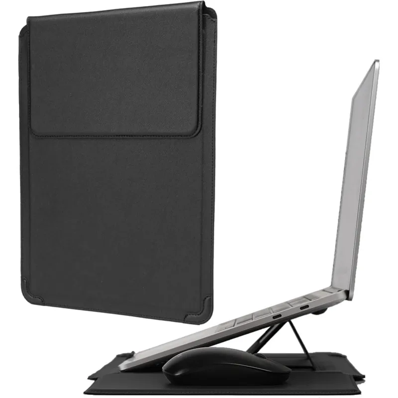 Adjustable Stand Leather Laptop Sleeve Case Bag for Macbook Air 13 14 15 16 Inch M5 M4 M3 M2 Chip Mac Book Pro Mouse Pad Cover