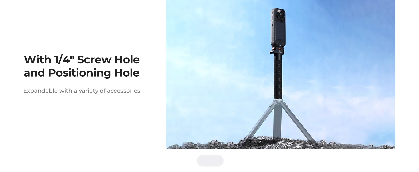K&F CONCEPT Magnetischer klappbarer Selfie-Stick mit Schnellwechsel für Insta360 X6 X5 X4 Air – Aluminium-Teleskopstange mit unsichtbarem Stangendesign und stufenlos verstellbarer Länge für 360°-Vlogs – Detail 9
