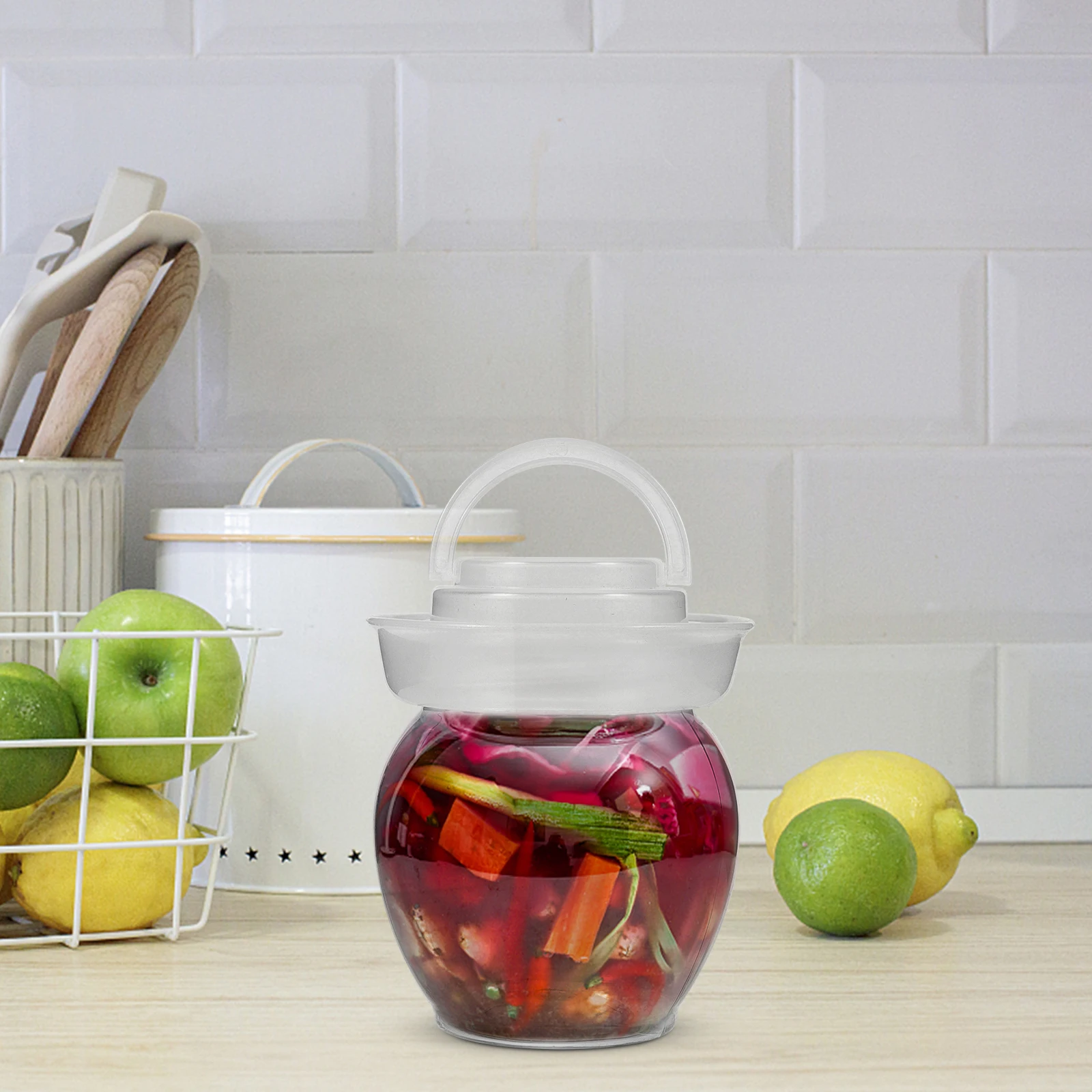 

4pcs Sealed Pickle Jar Transparent Plastic Home Fermenting Jars Bottle Storage Container Fermenting Airtight Kitchen