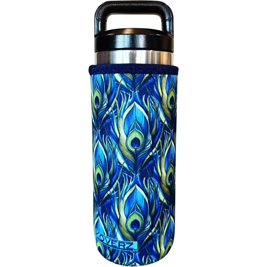 

Water Bottle Sleeve Neoprene Insulated Bottle Sleeve Fits 2430 Oz. Water Bottle Washable and Reusable Large Size Peacock