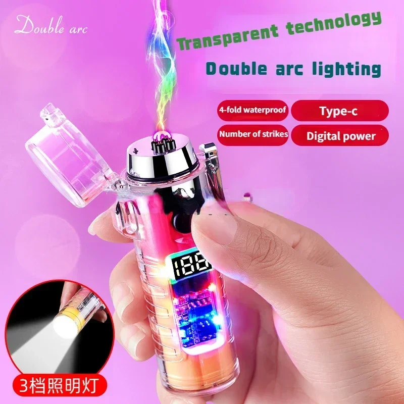 

Transparent Shell Arc smoke Outdoor Adventure Lighting Digital Display Type-C Port Charging Lighter Gift Cigarette Accessories