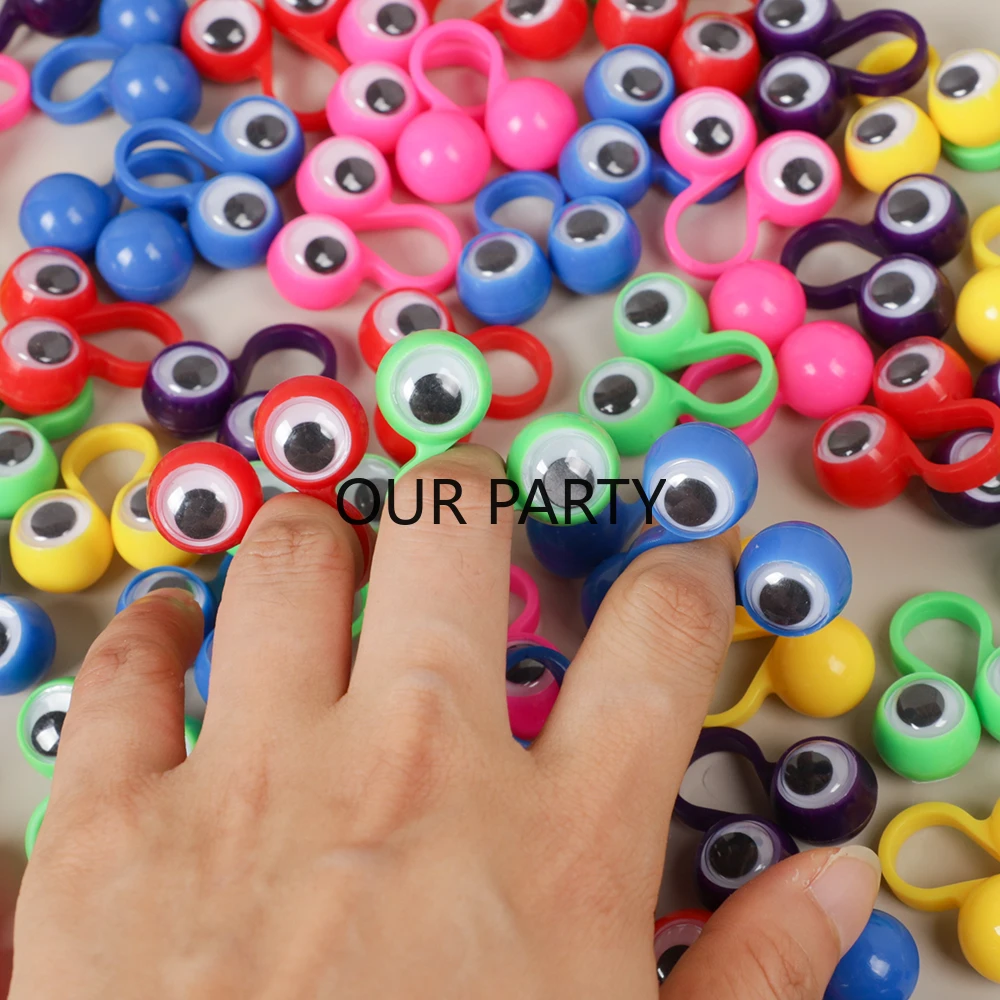 20/40 Uds. Anillos de marionetas de dedo Funy Eye con ojos sinuosos, juguetes para niños, recuerdos de fiesta de cumpleaños, regalo de fiesta de Halloween, rellenos de piñata