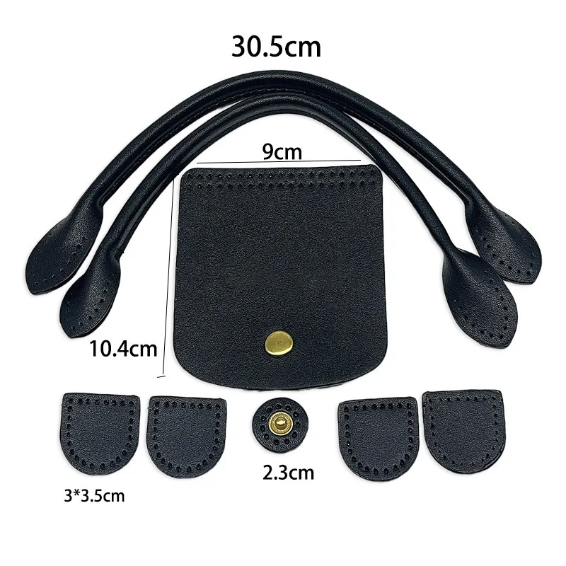 2-4-8Sets DIY Handmade Leather Set For Longchamp Dumpling Bags Crochet Bag Parts Leather Bags Strap Flap Cover Patchwork Handle