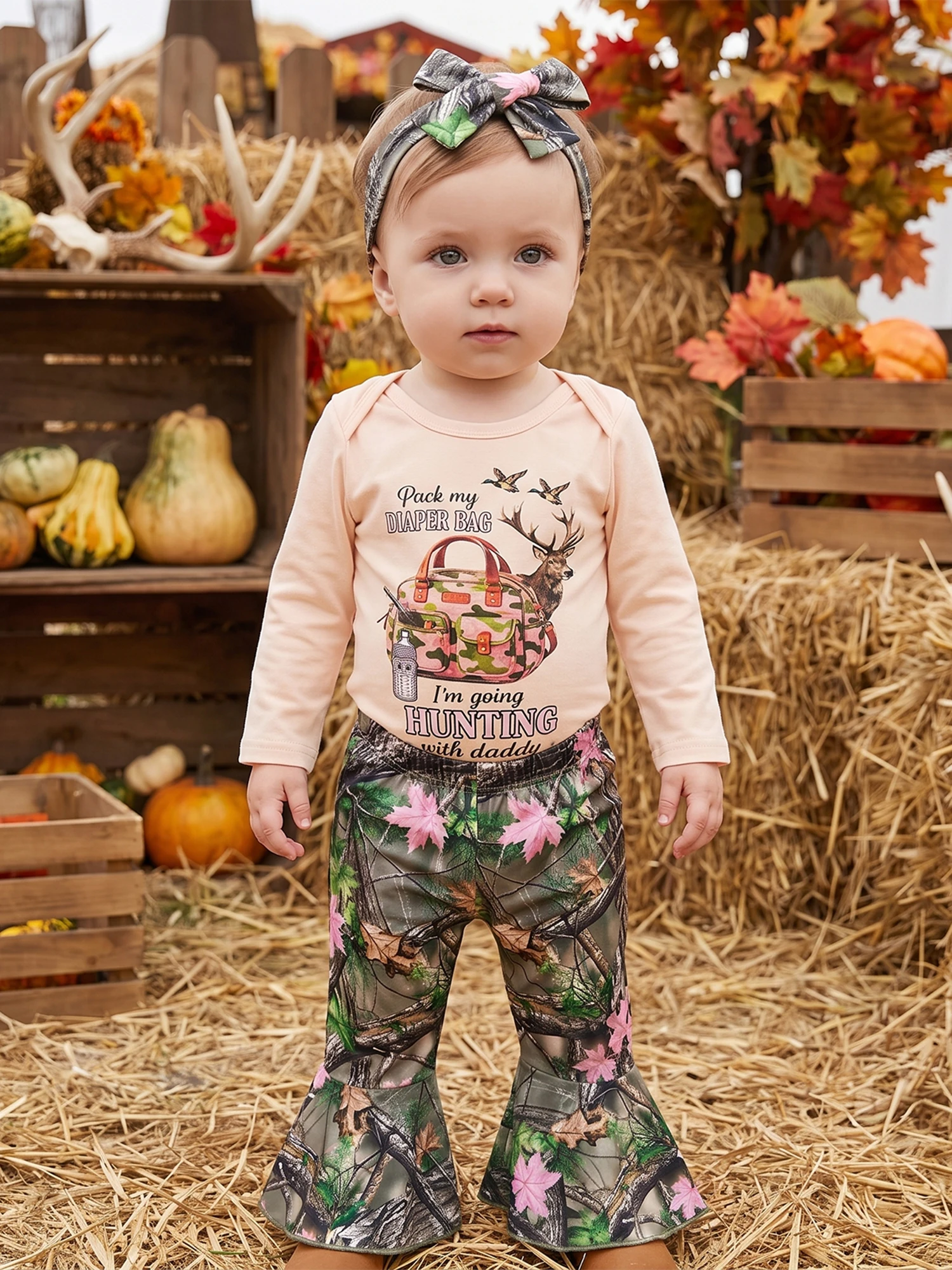 Baby-Girl-Fall Long Girl Fall Outfits With Fall Outfits Romper With Bell Bottom Compact Baby Girl Fall