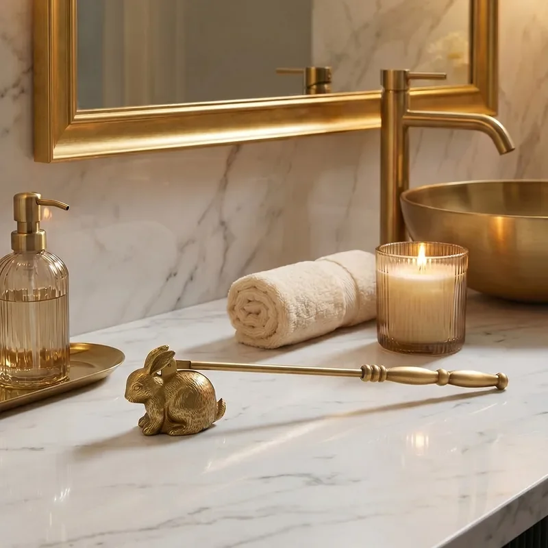 Luxury Brass Rabbit Candle Snuffer Gold Metal Candlestick Extinguisher Creative Home Decor Living Room Ornament Elegant Table