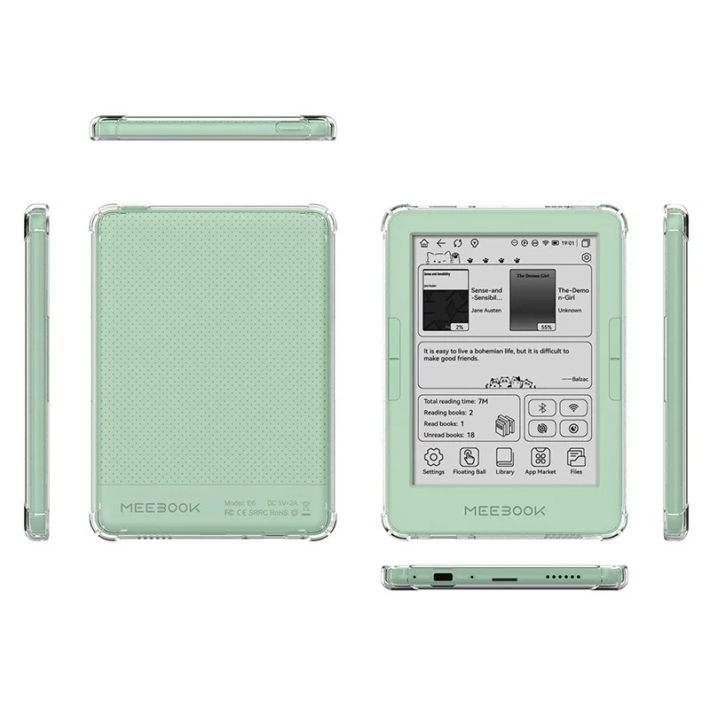 For Meebook E6 2026 Case 6inch Transparent Airbag Soft Silicone Cover E-book Reader Funda Tablet for Meebook E6 6
