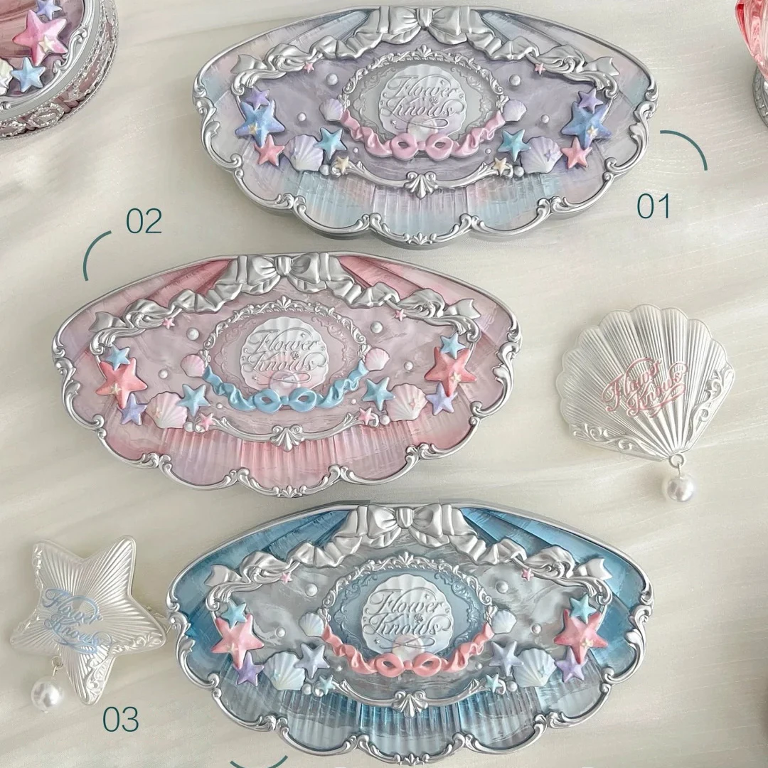 Flower Knows Shell's Jewel 6-Farben-Make-up-Palette, matt schimmernd, hochpigmentierte, langlebige Meerjungfrau-Lidschatten-Palette