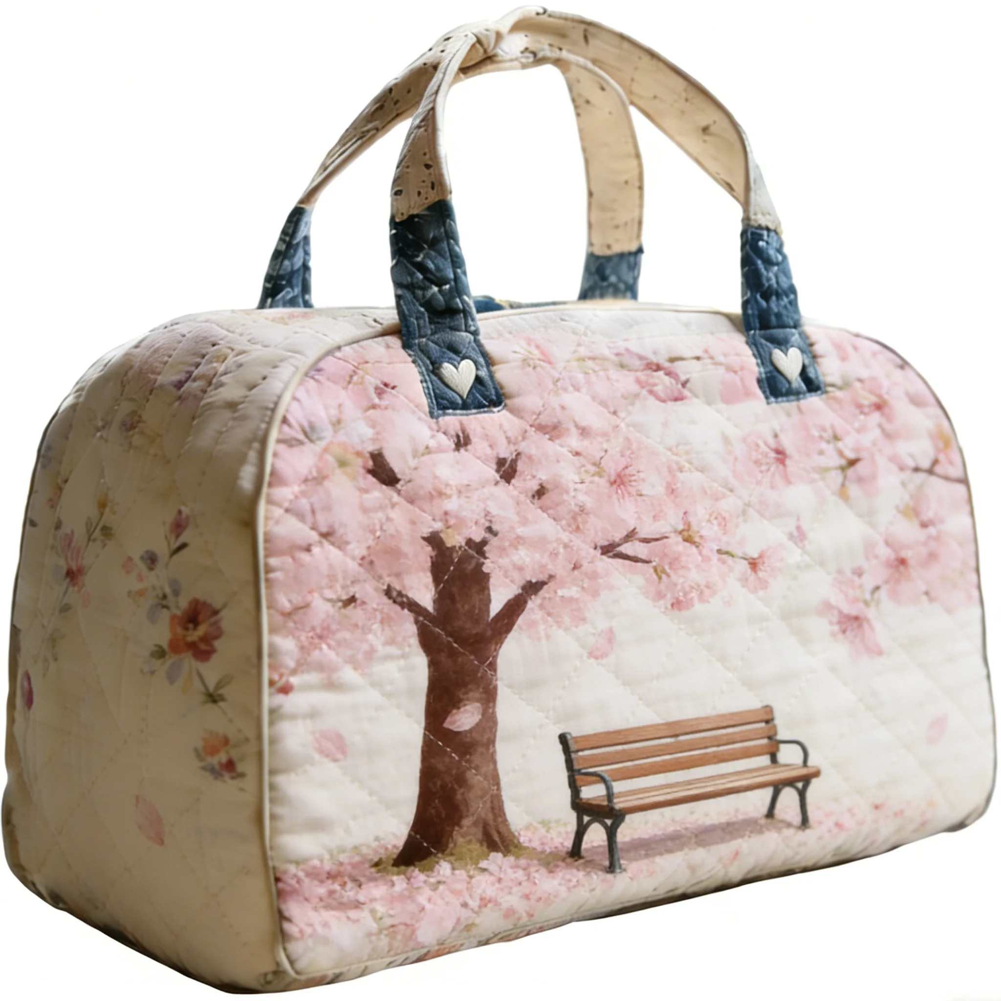 

Cherry Blossom Printing Forest Quilted Duffle Bag Camping Trailer Travel Tote Men Women Handbag Weekender Bag