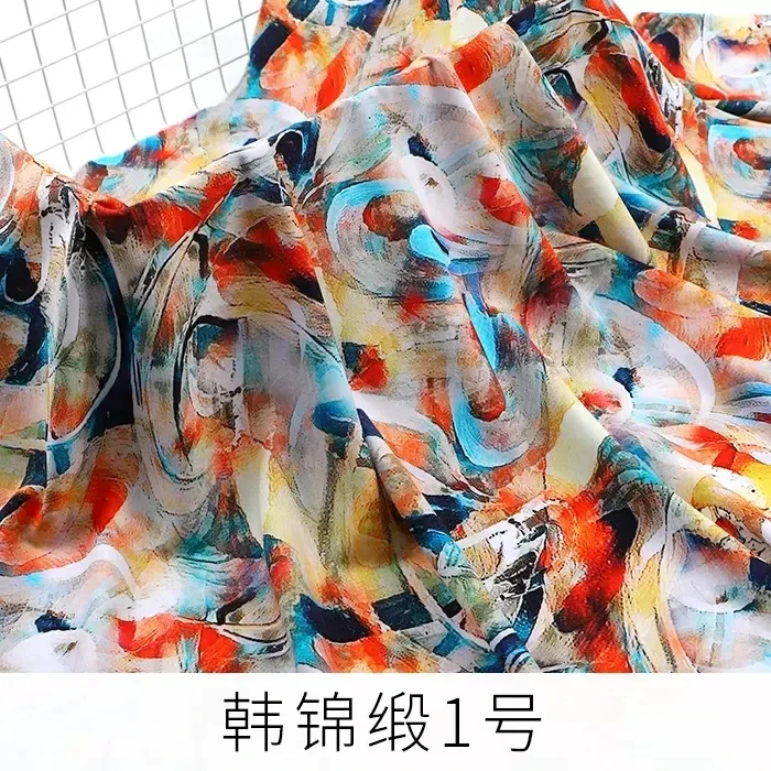 Rayon Fabric By The Meter for Pajamas Costume Dresses Shirts Sewing Summer Cloth Soft Drape Flower Digital Printed Silky Fashion