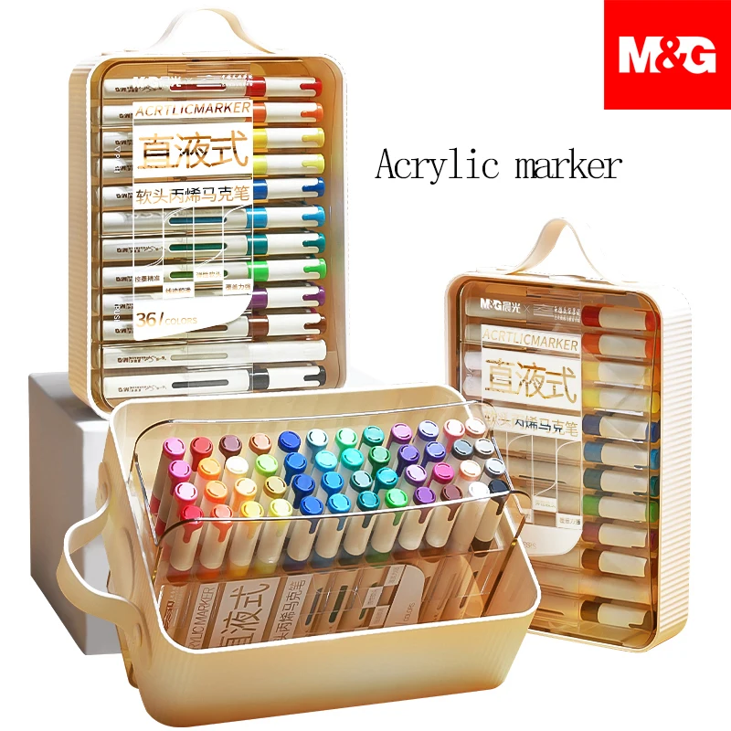 

M&G Acrylic Markers Direct-Flow Upgrade Available in 12/24/36/48 Colors PP Case Ideal for Students And Art Projects