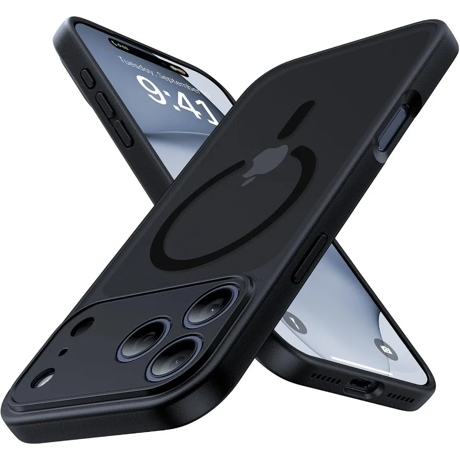 

Магнитный противоударный тонкий противожелтый полупрозрачный матовый чехол для телефона для iPhone 17 Pro с защитой камеры, совместимый с M